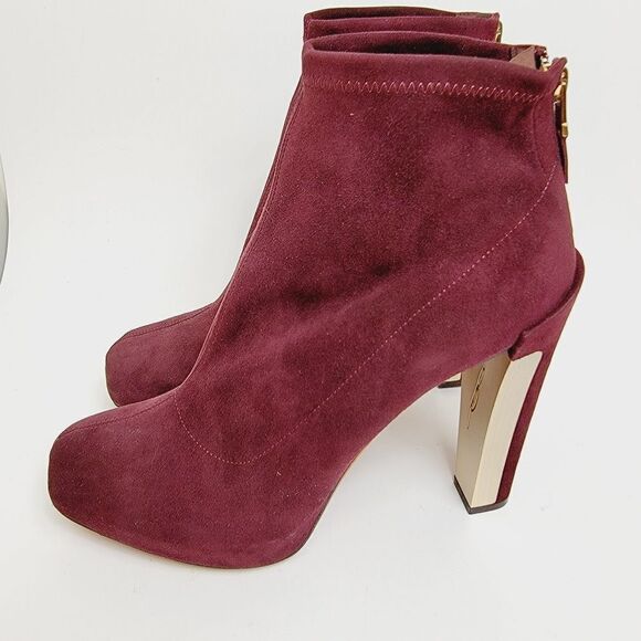 Brian Atwood Edeline Platform Suede Stretch Burgundy Ankle Boots 11 US 42.5 - Picture 5 of 14